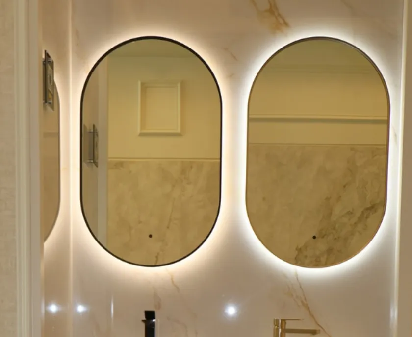 Two Vanity Styles, One Coordinated Backdrop
